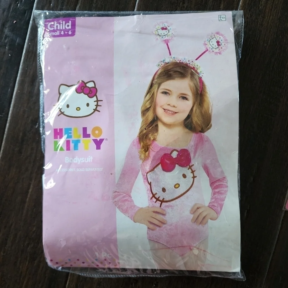 Hello Kitty Bodysuit Child Small 4-6 w/ Body Jewelry Halloween Costume Cosplay